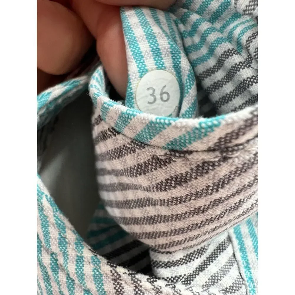 Lululemon Athletica Men’s Shorts Kahuna Teal Blue Gray Striped Pockets Size 36